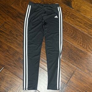 Adidas Kids Black Leggings with White Stripes